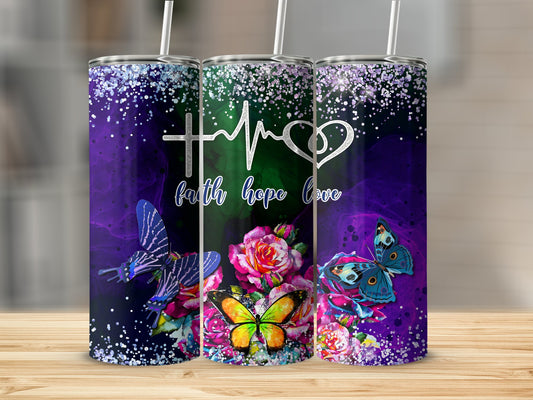 Faith Hope Love Butterflies Tumbler with Straw product type