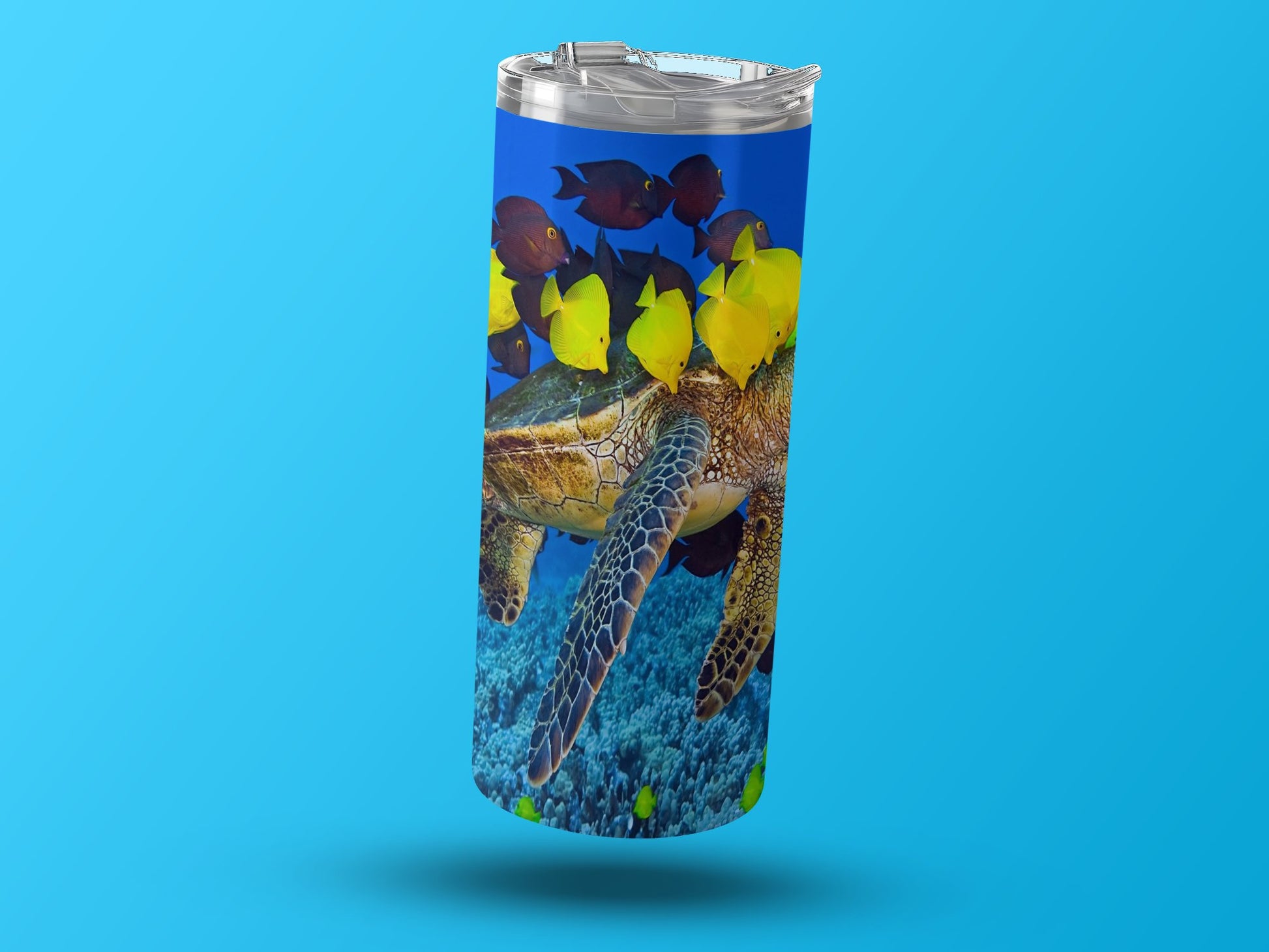 Vibrant Underwater Turtle and Fish Design Tumbler product