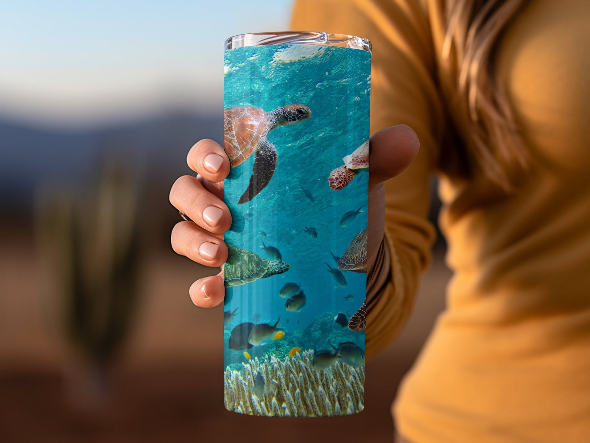 Ocean Life Tumbler With Sea Turtles and Coral product type