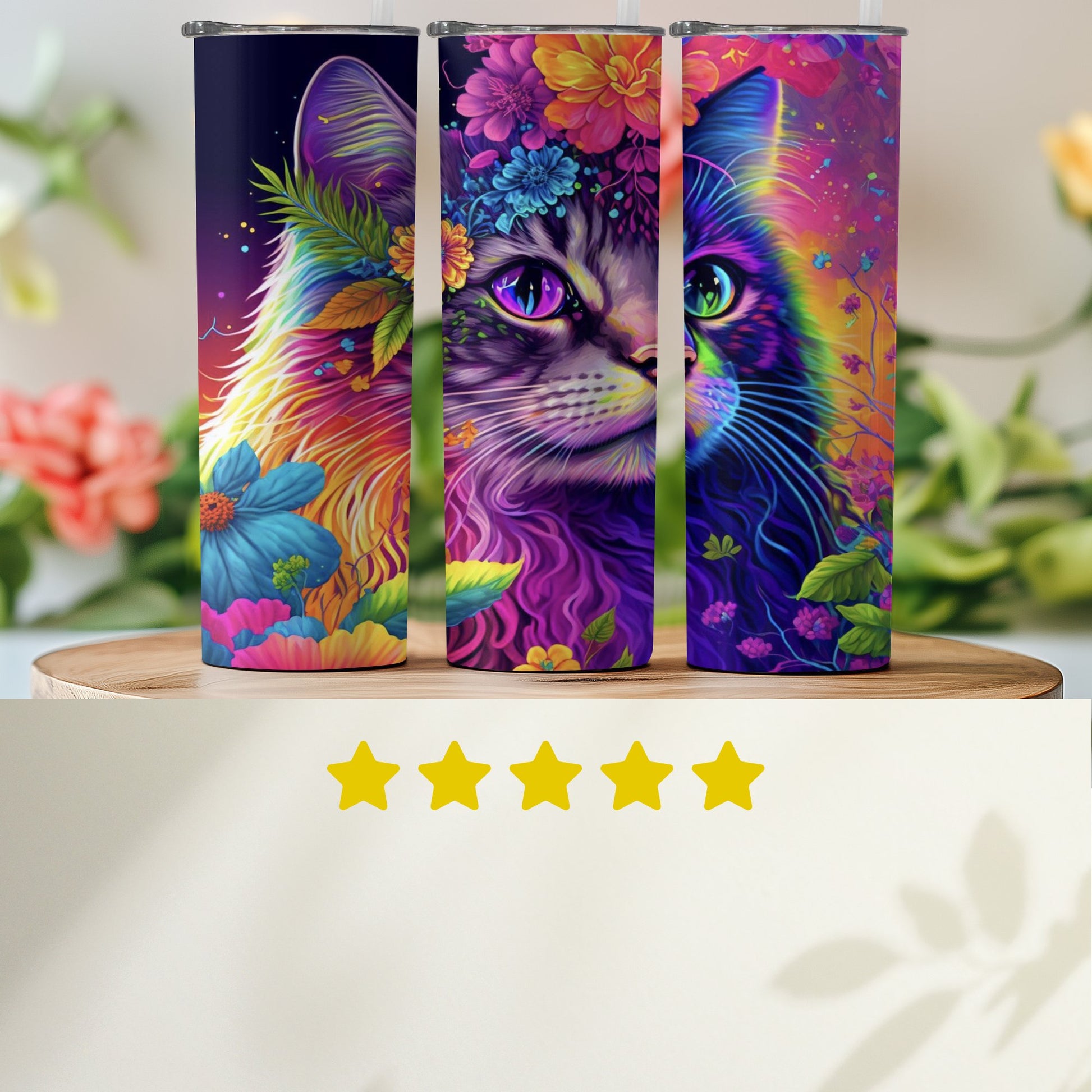Colorful Artistic Cat Tumbler Stunning Cat Design product