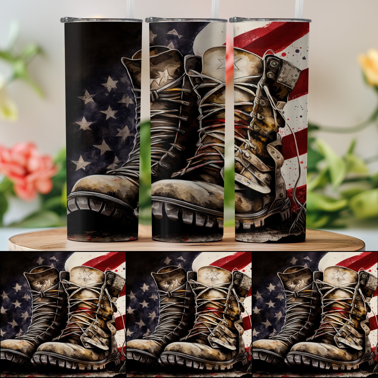 Patriotic American Flag and Boots Design Tumbler product type