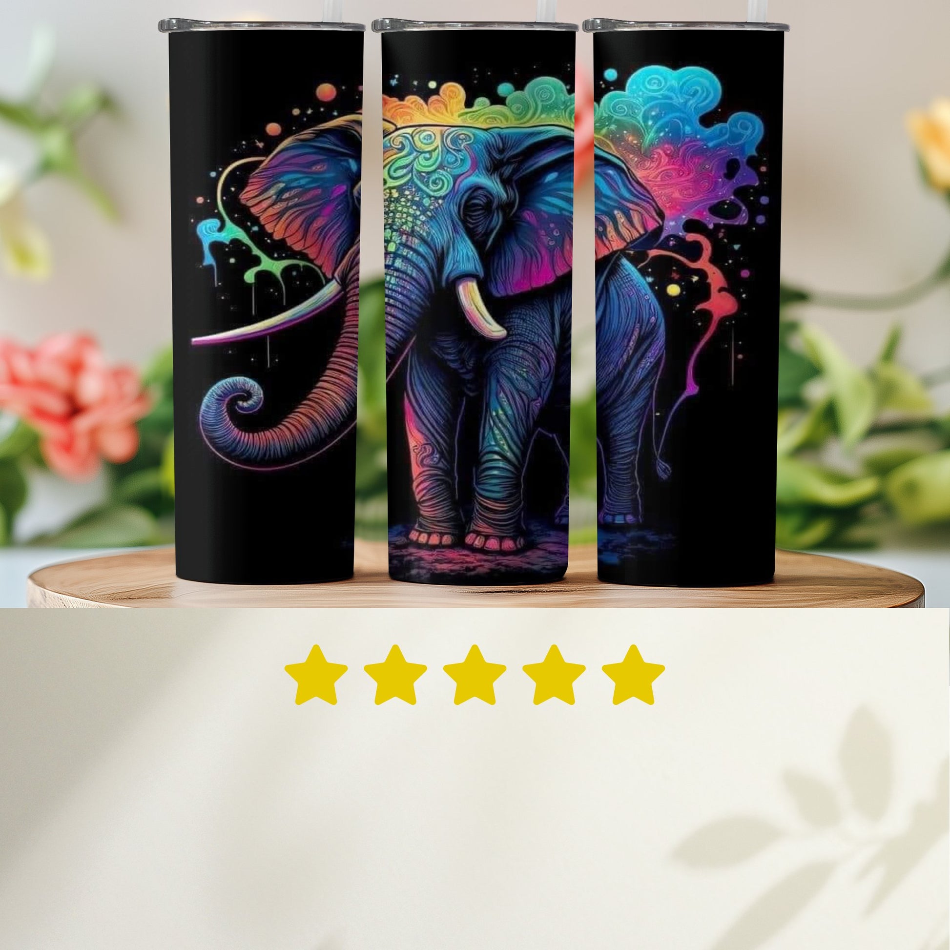 Colorful Elephant Artwork Tumbler Drinkware product type