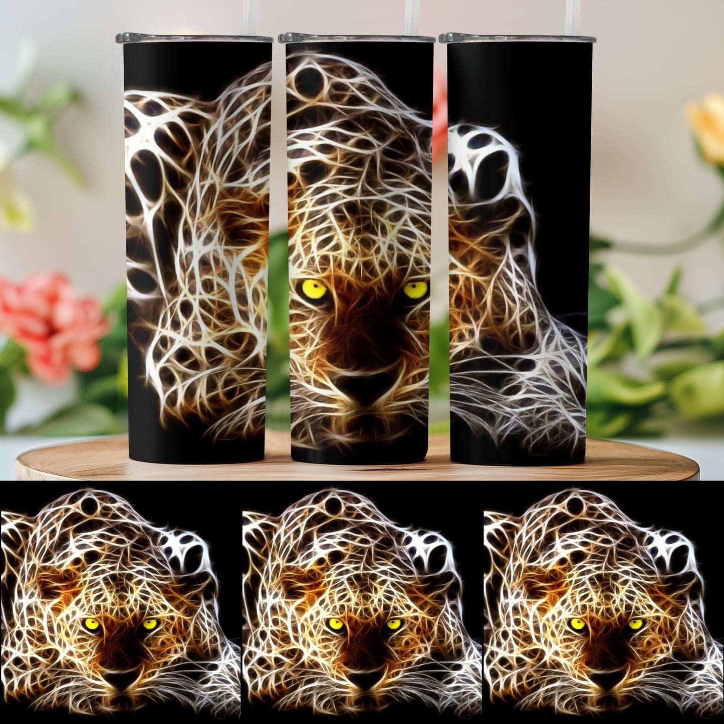 Fierce Electric Leopard Art Tumbler Unique Drinkware product type