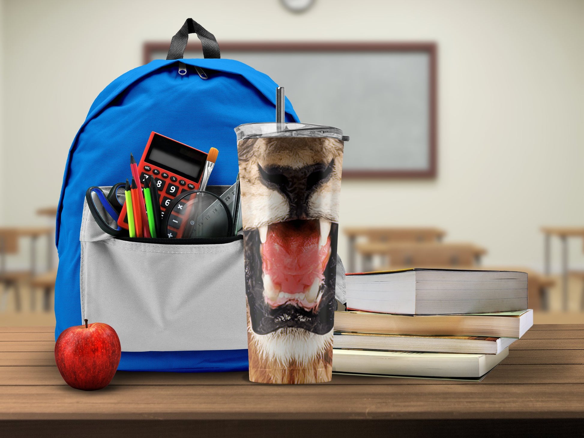 Fierce Lion Print Insulated Tumbler School Product