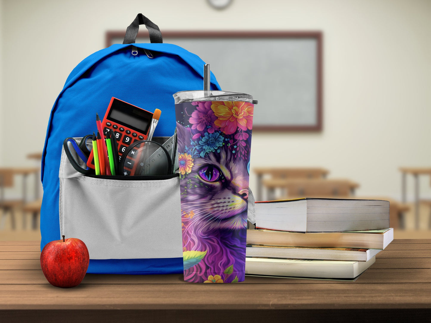 Floral Cat Travel Tumbler for School Essential Product