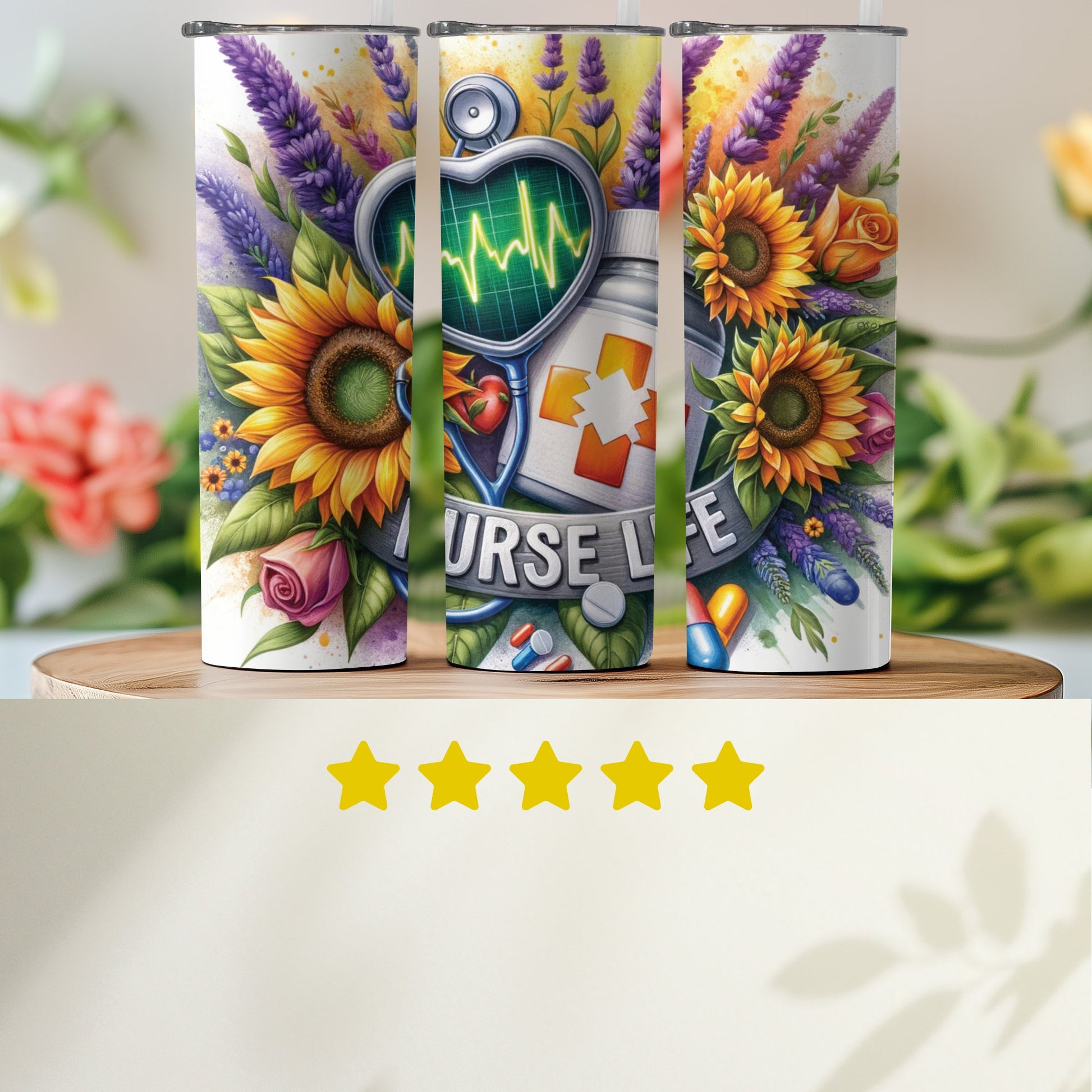 Nurse Life Colorful Floral Design Tumbler product