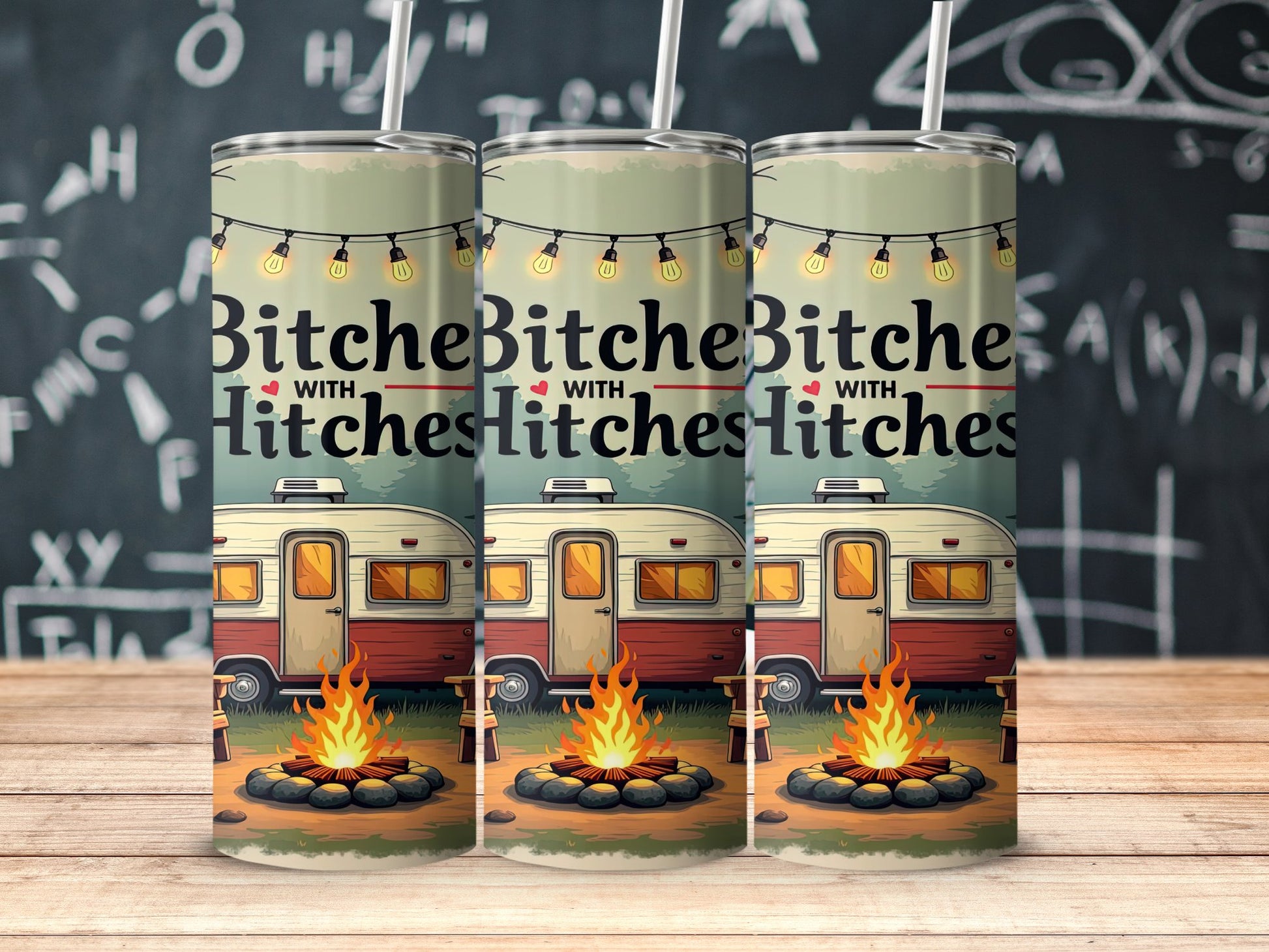 Bitches with Hitches Camping RV Fire Pit tumbler product