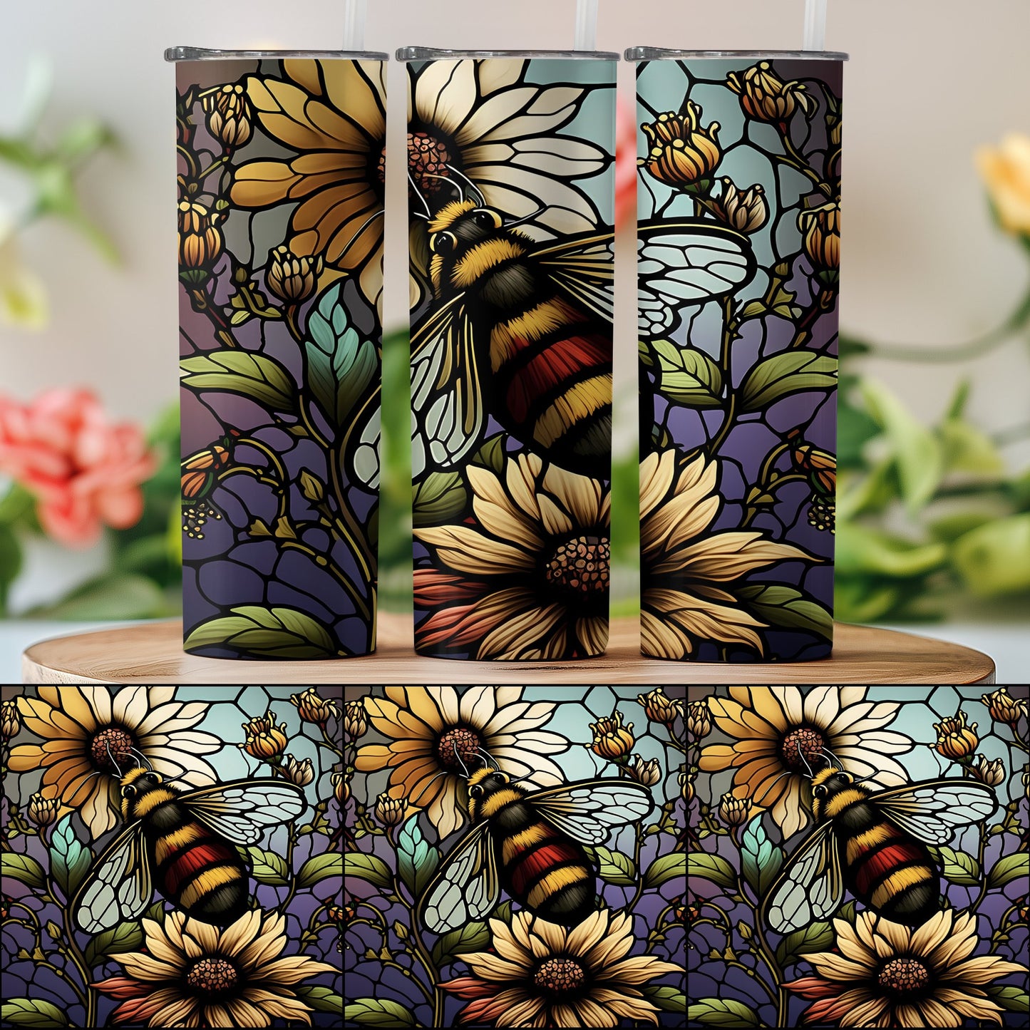 Bee and Sunflower Design Tall Tumbler product