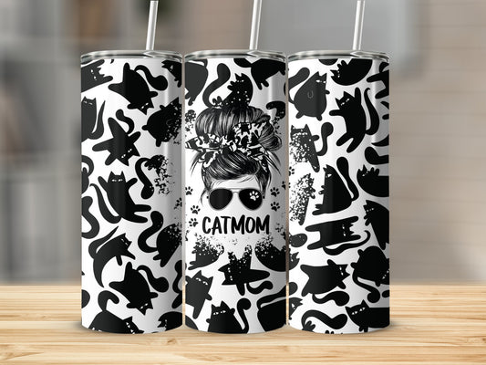 Cool Cat Mom Tumbler with Fun Black Kitty Designs product
