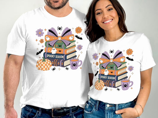 Spooky Season Halloween Themed Book Stack Shirt product