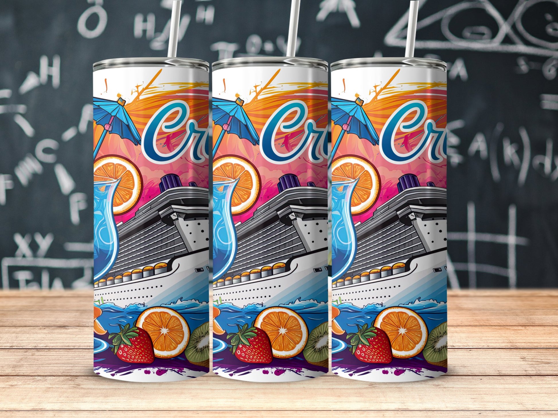 Colorful Cruise Ship Theme Insulated Tumbler product