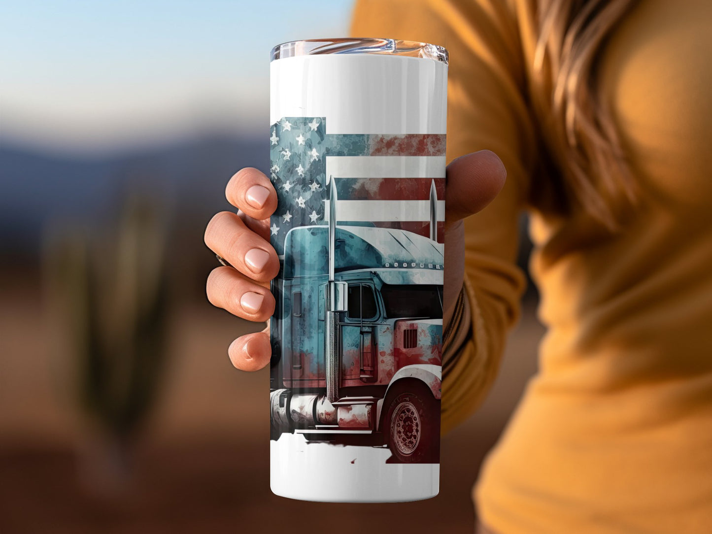 Patriotic American Flag and Semi Truck (4th July Tumblers) 8371303