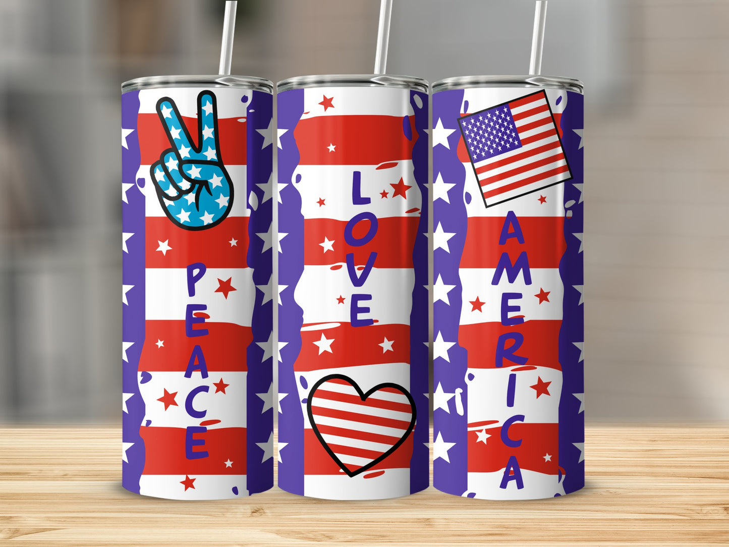 Patriotic USA Peace Love and Stars (4th July Tumblers) 8371273