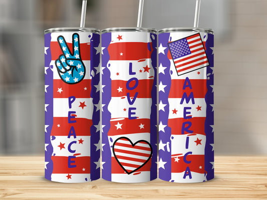 Patriotic USA Peace Love and Stars (4th July Tumblers) 8371273