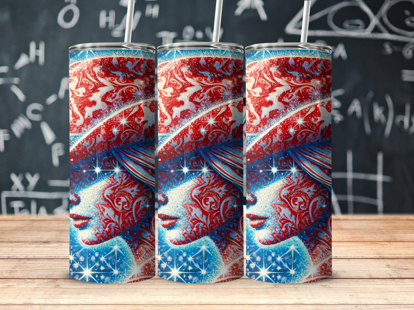Sparkling Blue Red Hat Lady Starry (4th July Tumblers) 8371280