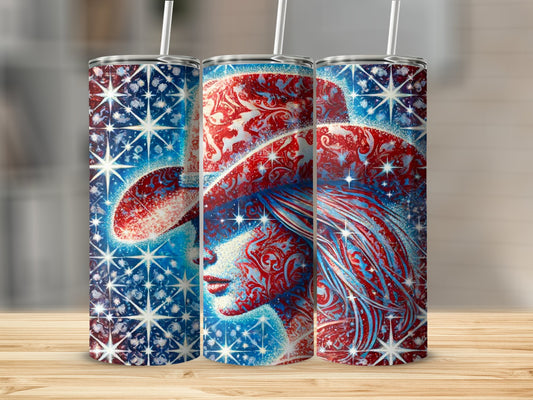 Sparkling Blue Red Hat Lady Starry (4th July Tumblers) 8371280