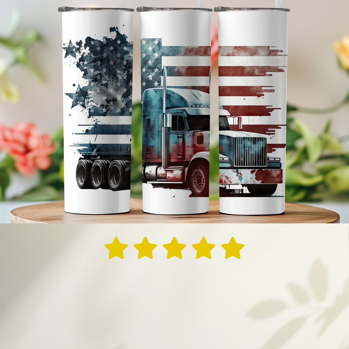 Patriotic American Flag and Semi Truck (4th July Tumblers) 8371303