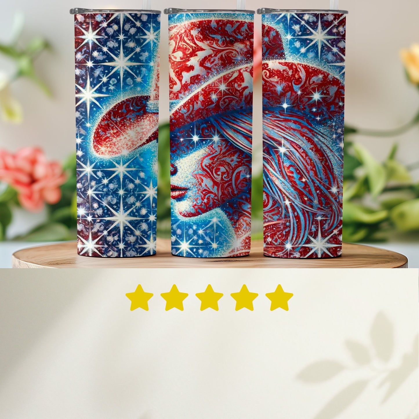 Sparkling Blue Red Hat Lady Starry (4th July Tumblers) 8371280