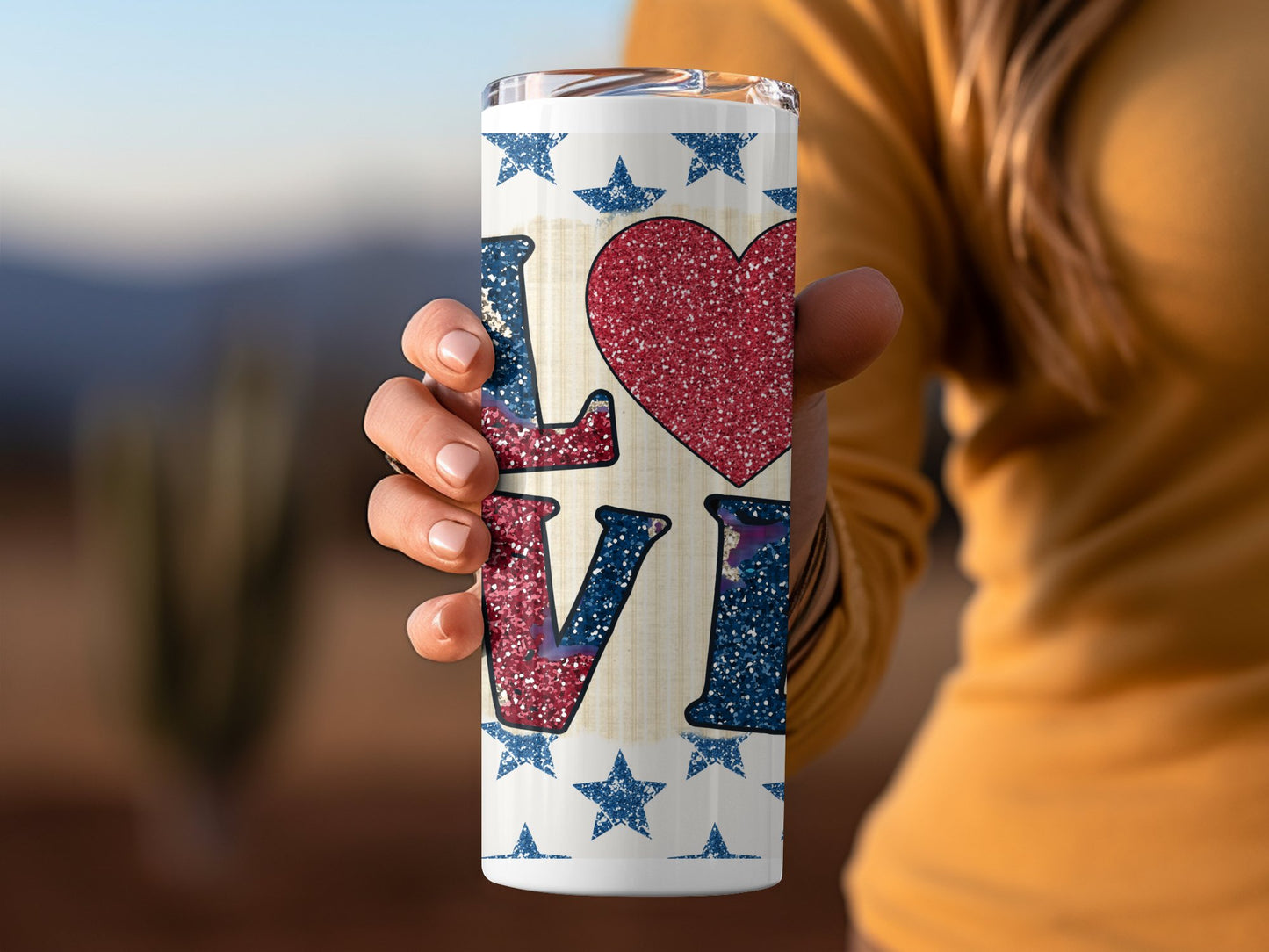 Patriotic Love Heart and Stars (4th July Tumblers) 8371278