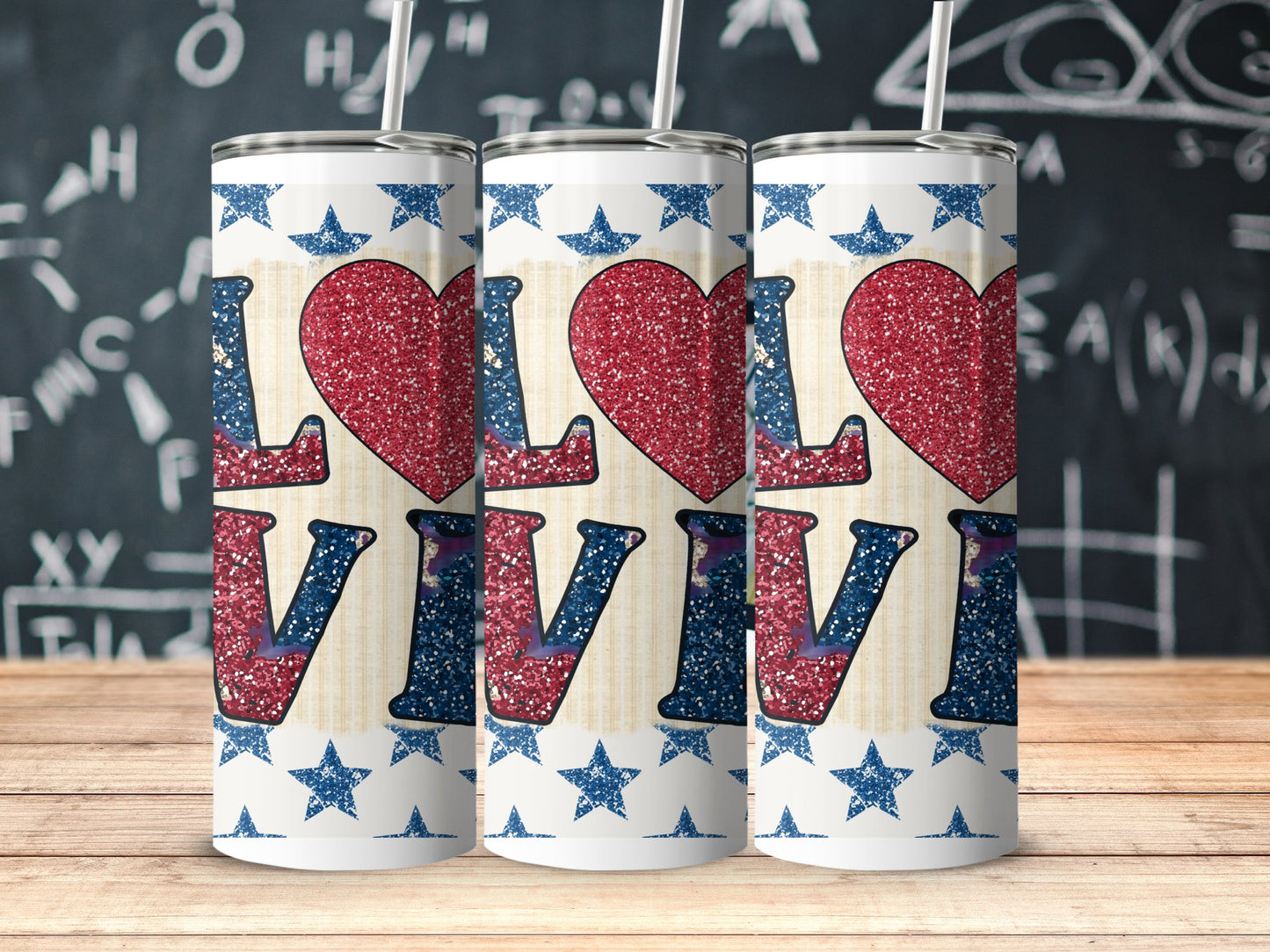 Patriotic Love Heart and Stars (4th July Tumblers) 8371278