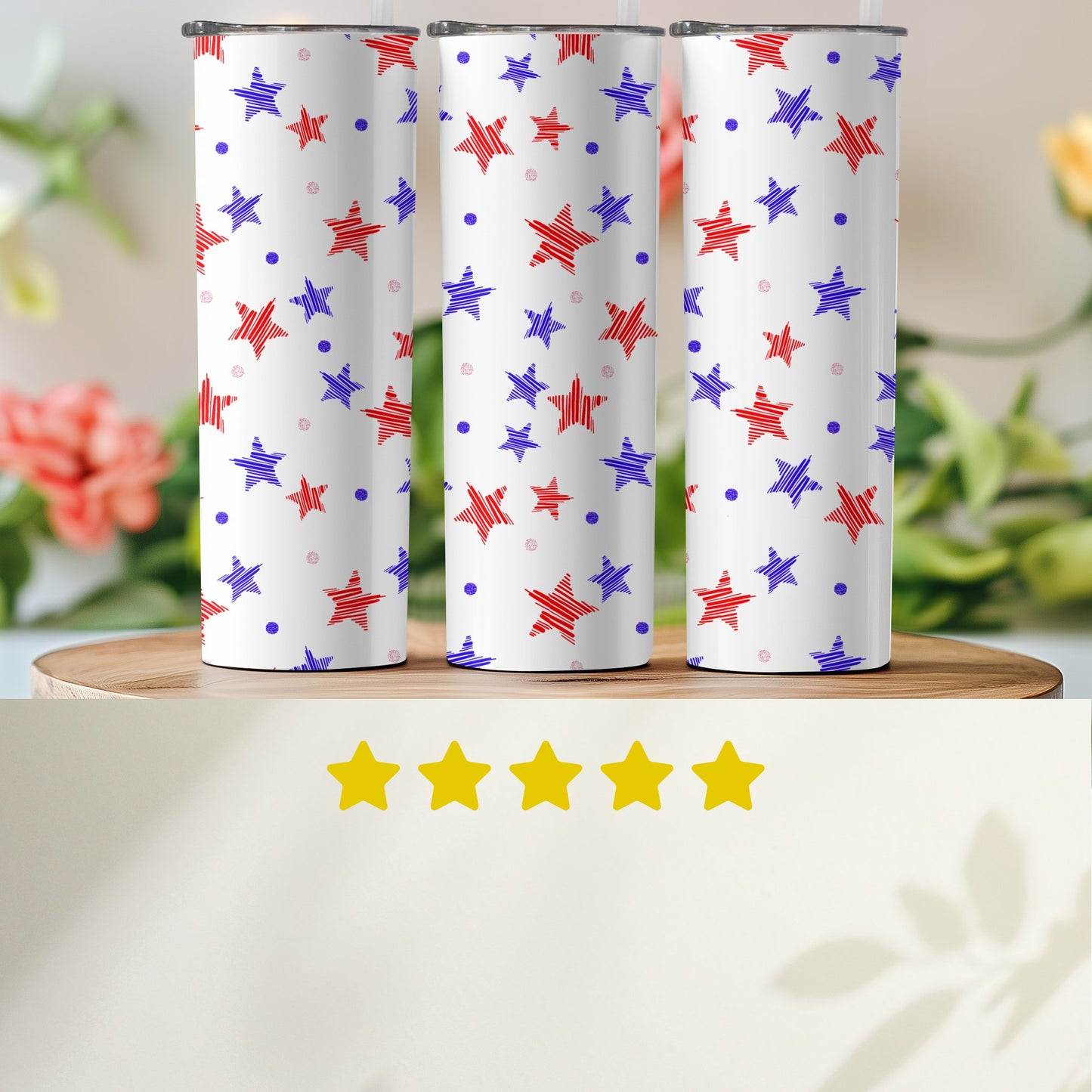Red and Blue Abstract Star Pattern (4th July Tumblers) 8371272