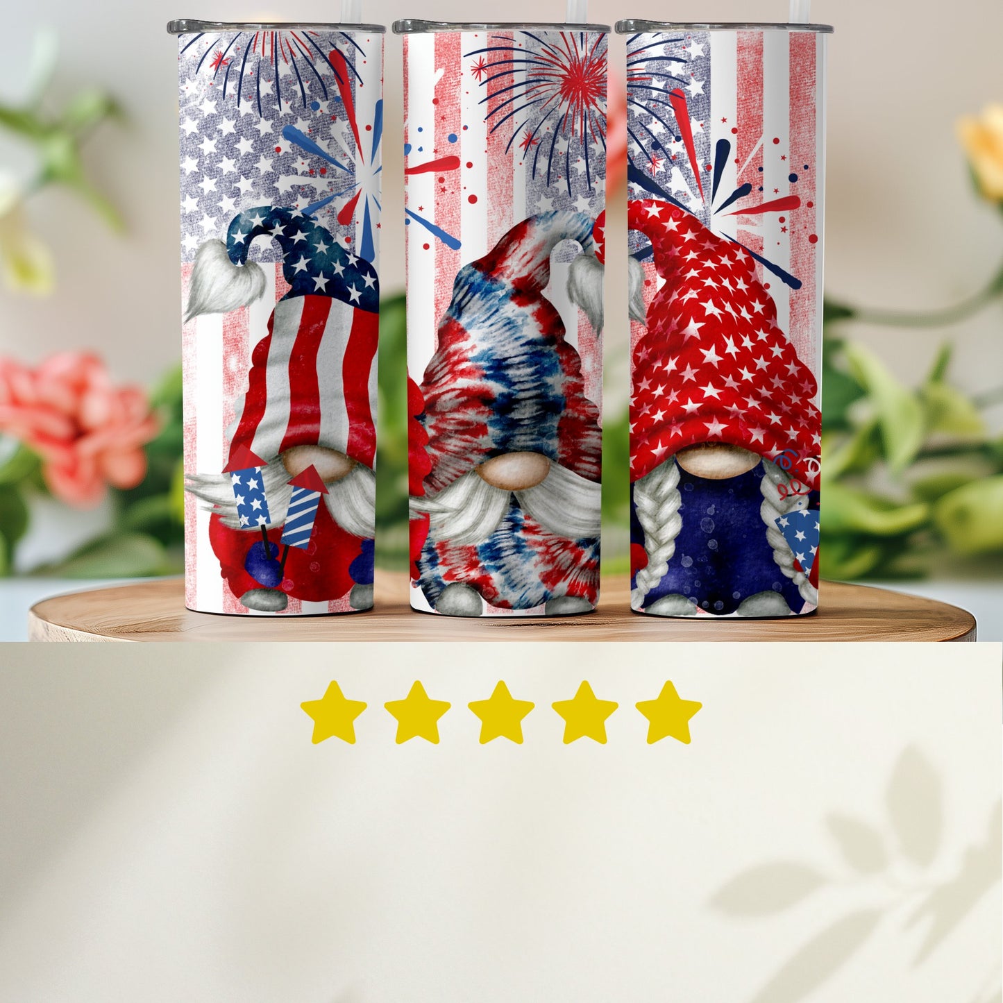 Patriotic Gnomes with Fireworks (4th July Tumblers) 8371274