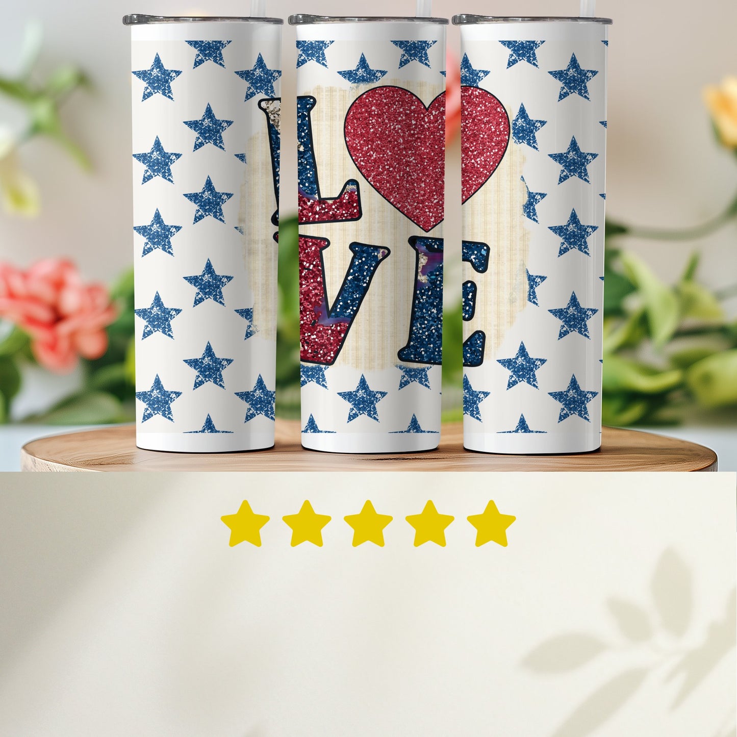 Patriotic Love Heart and Stars (4th July Tumblers) 8371278