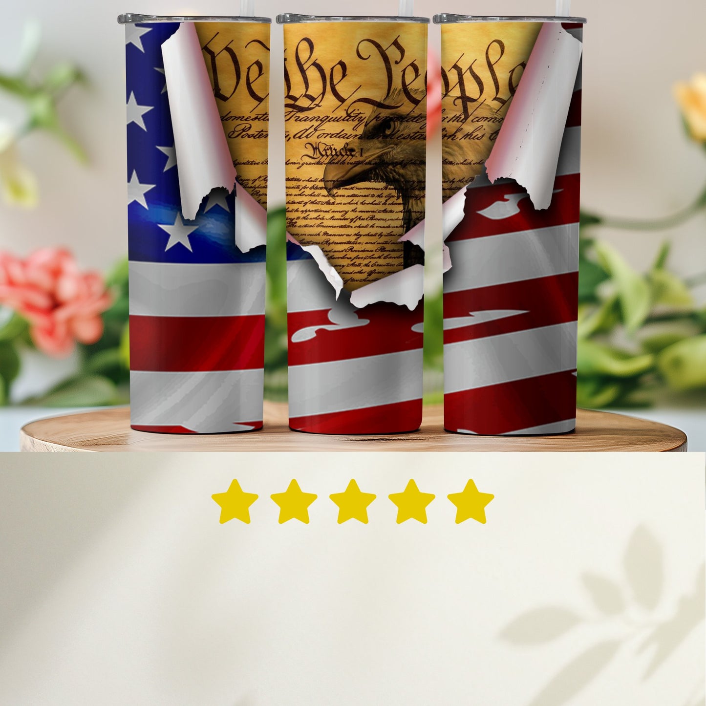 Vintage American Flag and Constitution (4th July Tumblers) 8371305