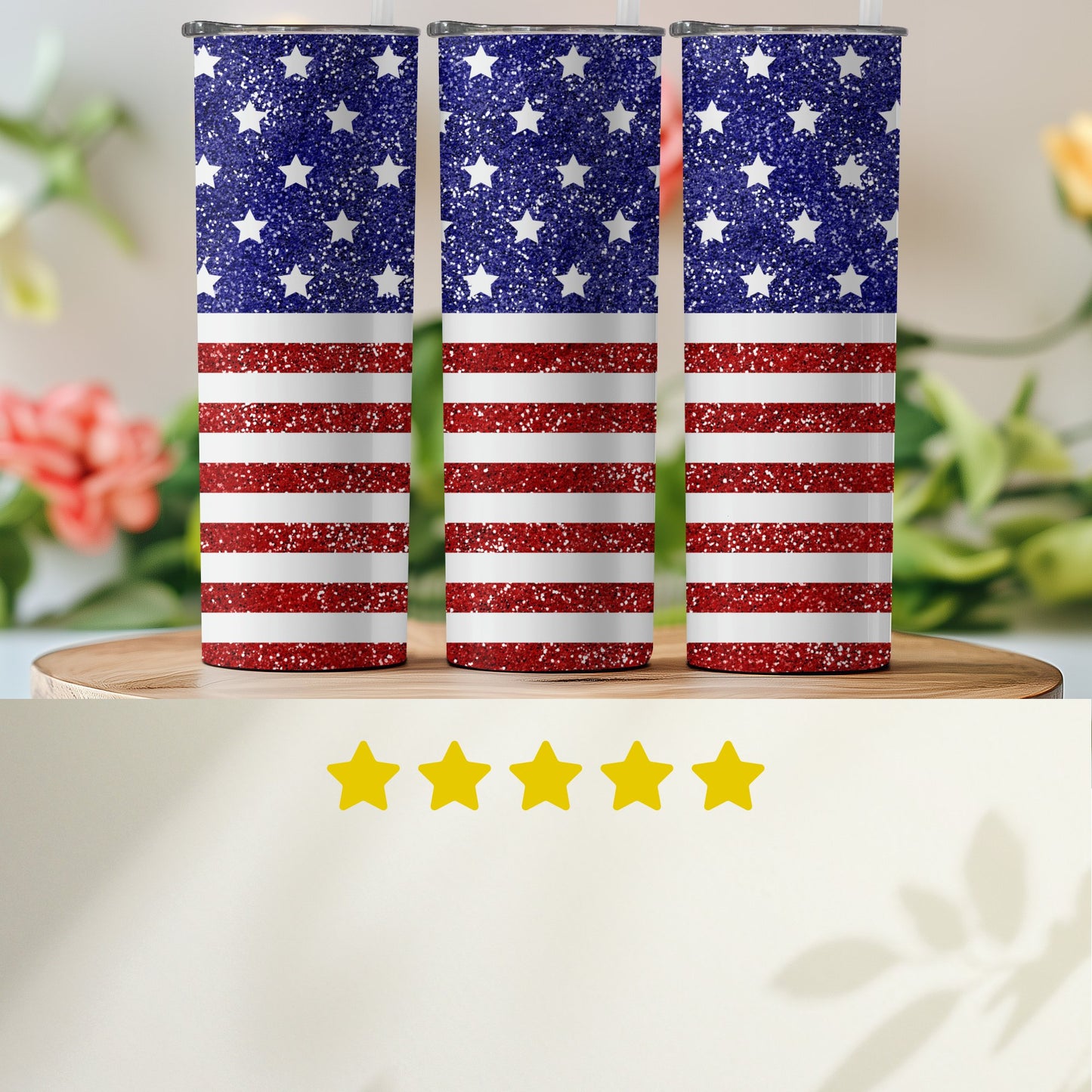 Patriotic Glittering Stars and Stripes (4th July Tumblers) 8371298