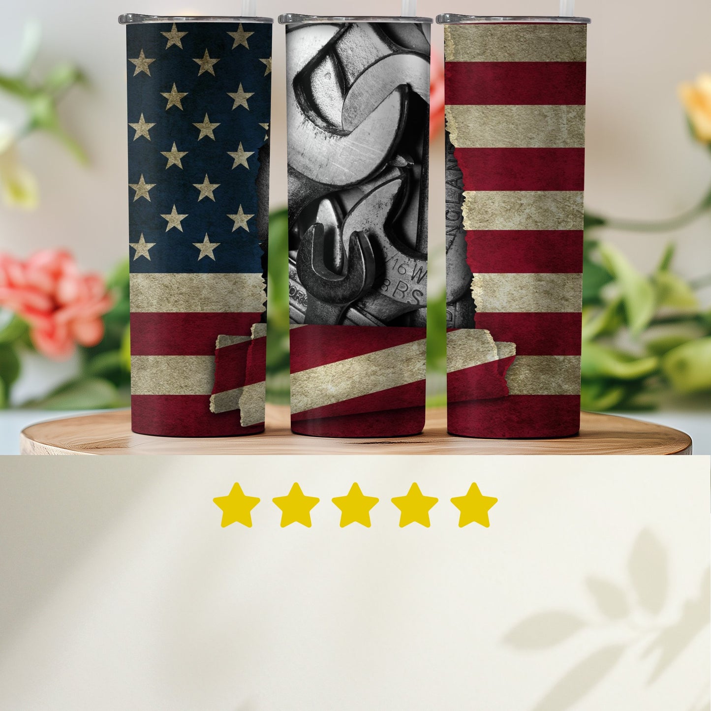 Patriotic American Flag and Ripped Paper (4th July Tumblers) 8371292