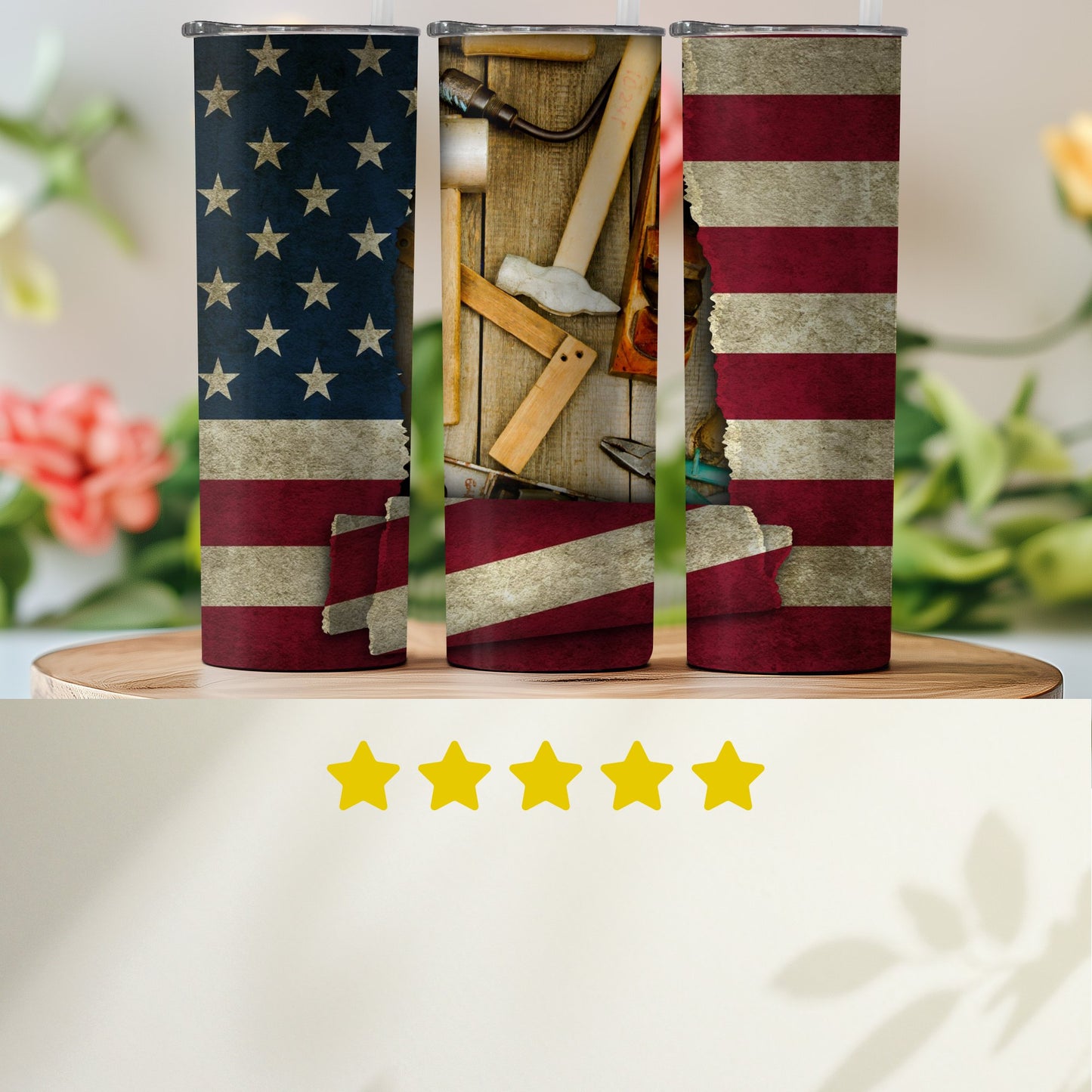 Rustic American Flag and Vintage Tools (4th July Tumblers) 8371293