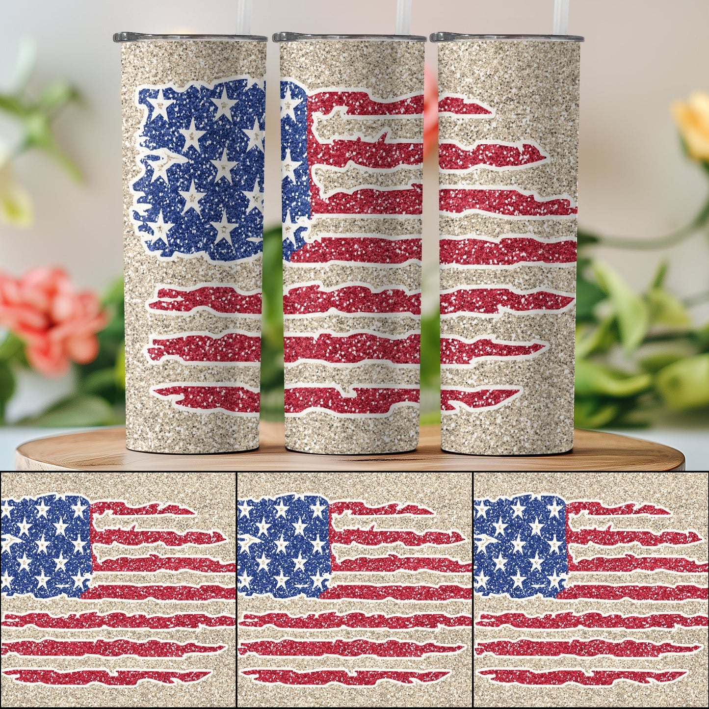 Patriotic American Flag Distressed (4th July Tumblers) 8371613