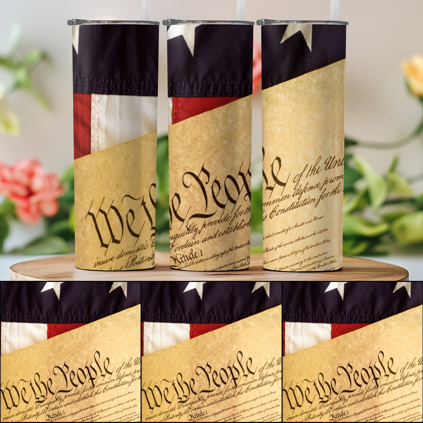 Patriotic American Flag and Constitution (4th July Tumblers) 8371295
