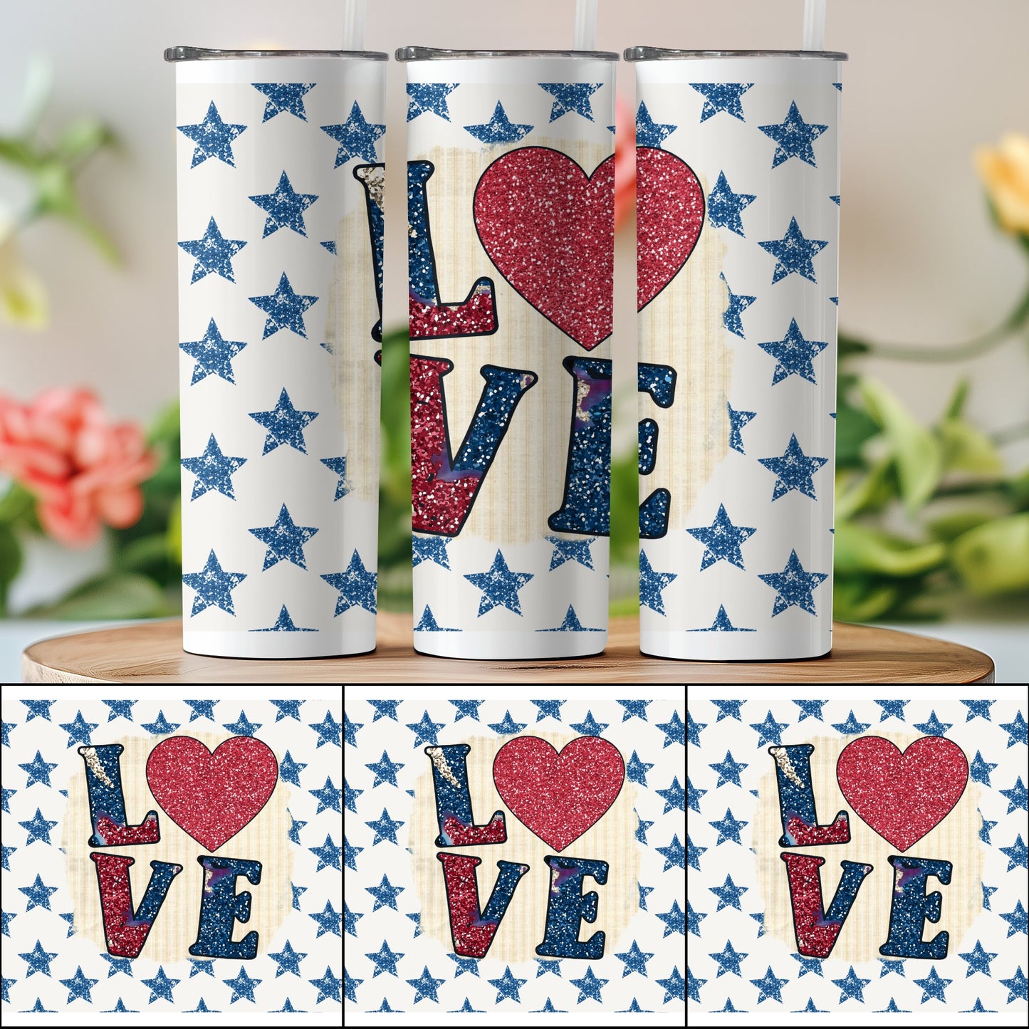 Patriotic Love Heart and Stars (4th July Tumblers) 8371278