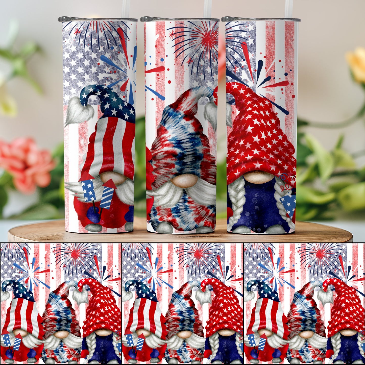 Patriotic Gnomes with Fireworks (4th July Tumblers) 8371274