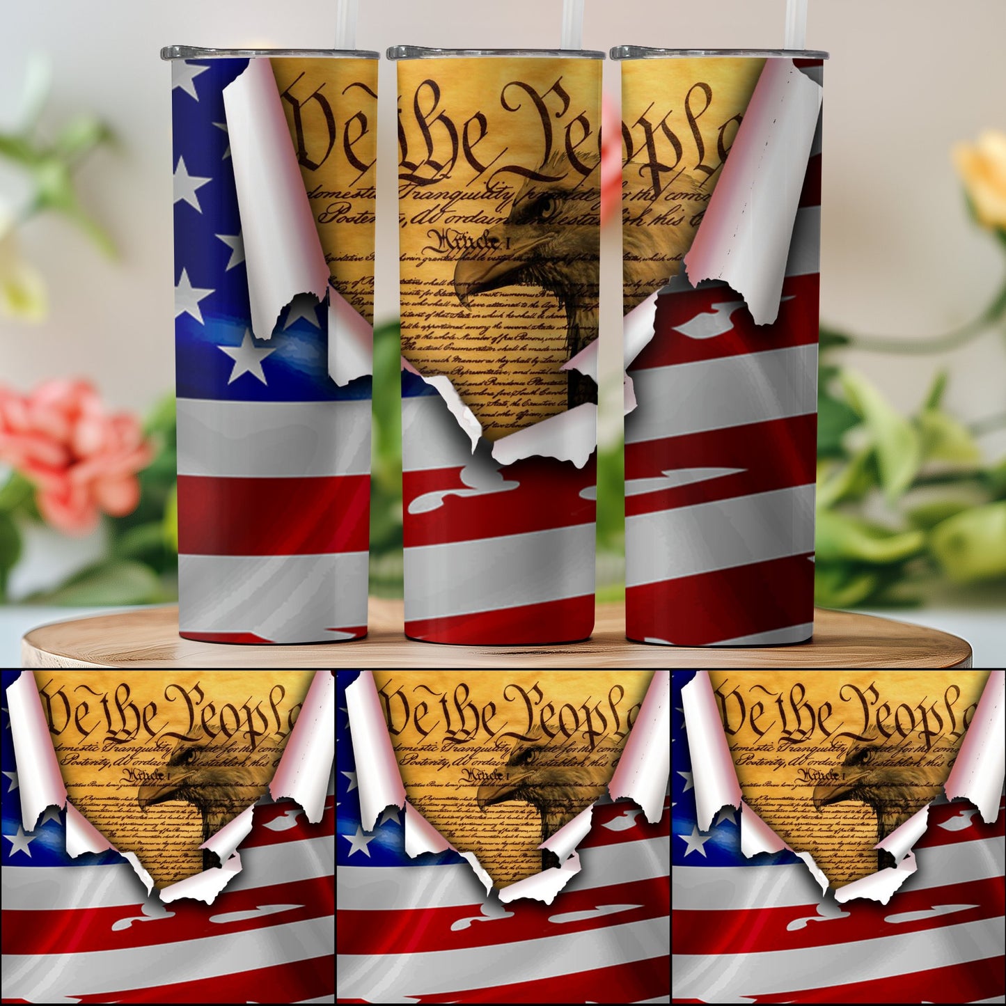 Vintage American Flag and Constitution (4th July Tumblers) 8371305
