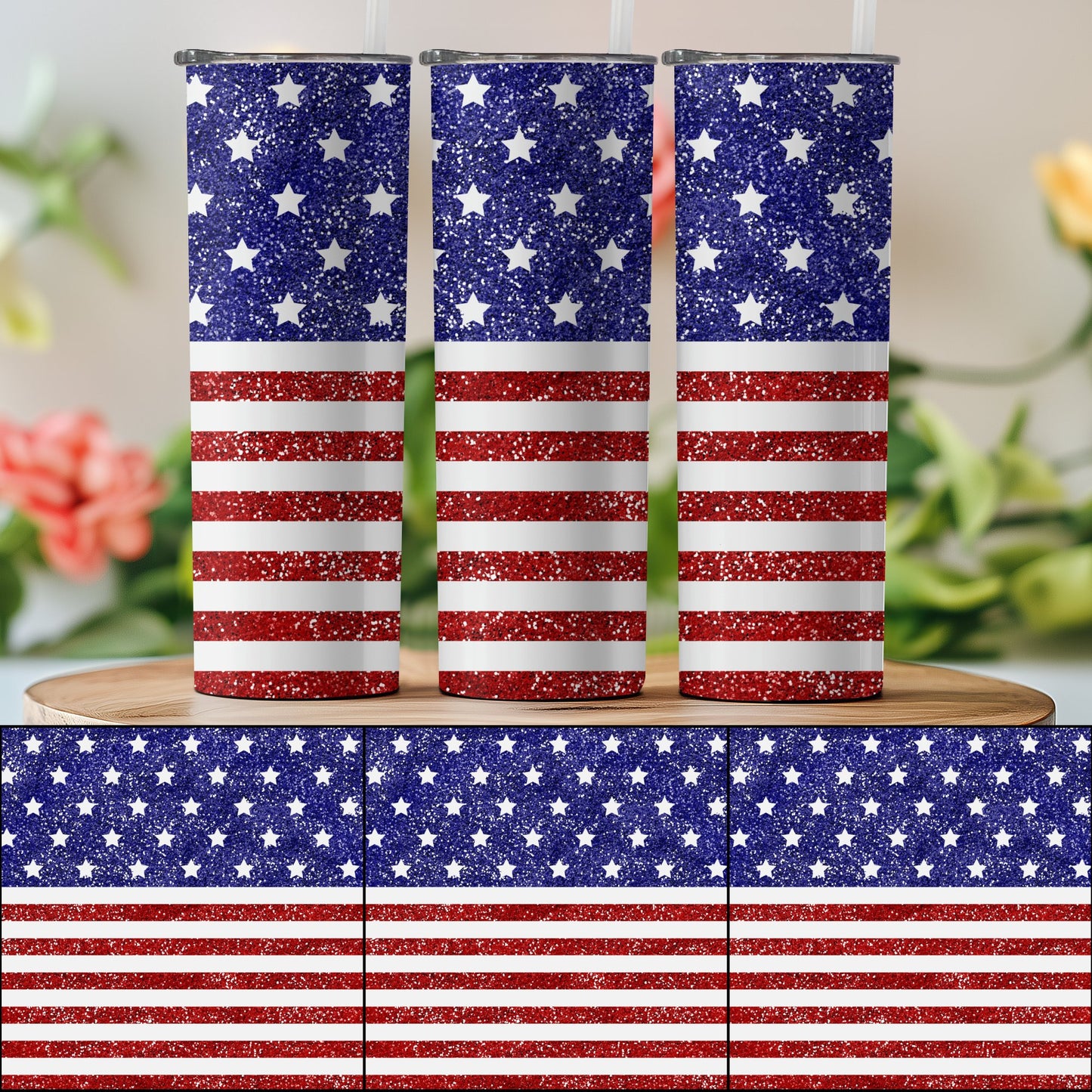 Patriotic Glittering Stars and Stripes (4th July Tumblers) 8371298