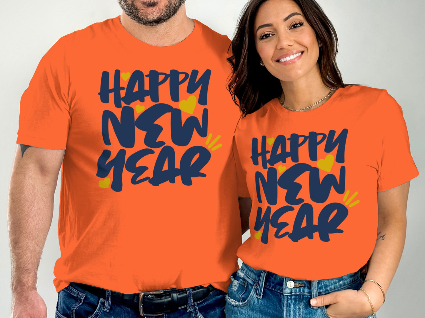 Festive Happy New Year Matching Couple Shirt
