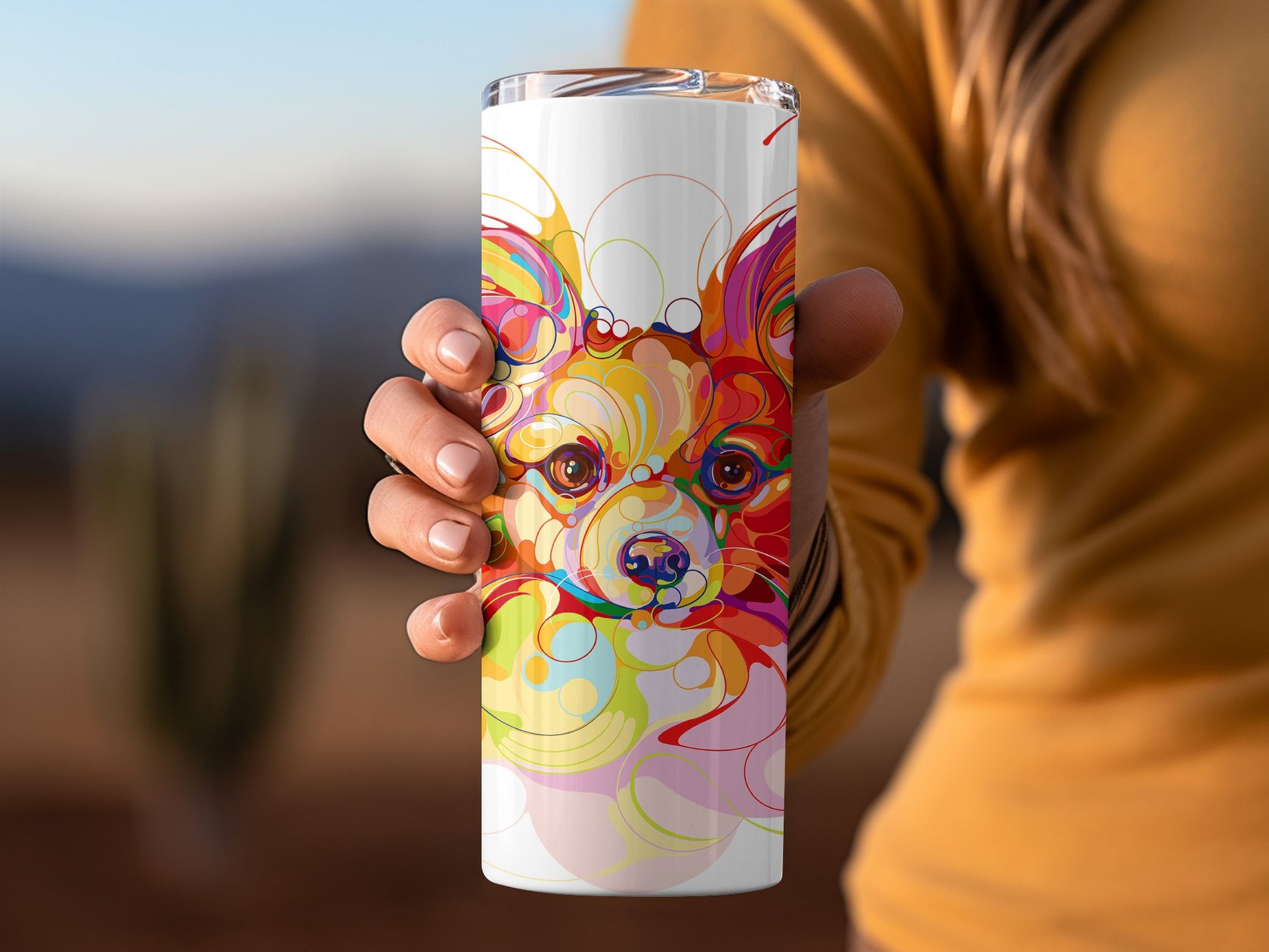Colorful Dog Artwork Design Engraved Tumbler product type
