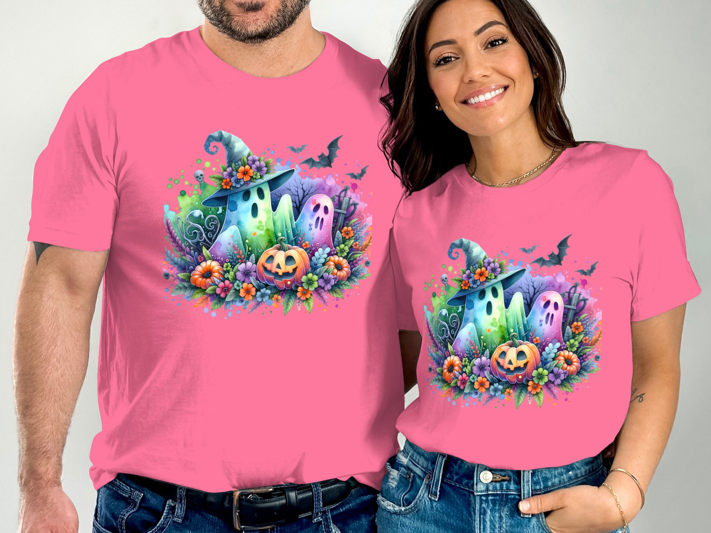 Colorful Halloween Haunted House Print T-Shirts product type