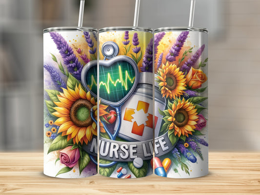 Nurse Life Floral Stainless Steel Tumbler product type