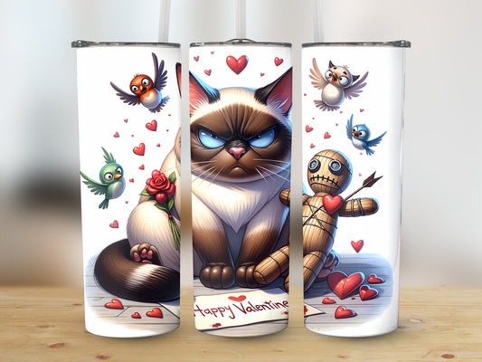 Cranky Cat with Voodoo Doll (Valentine Tumbler)