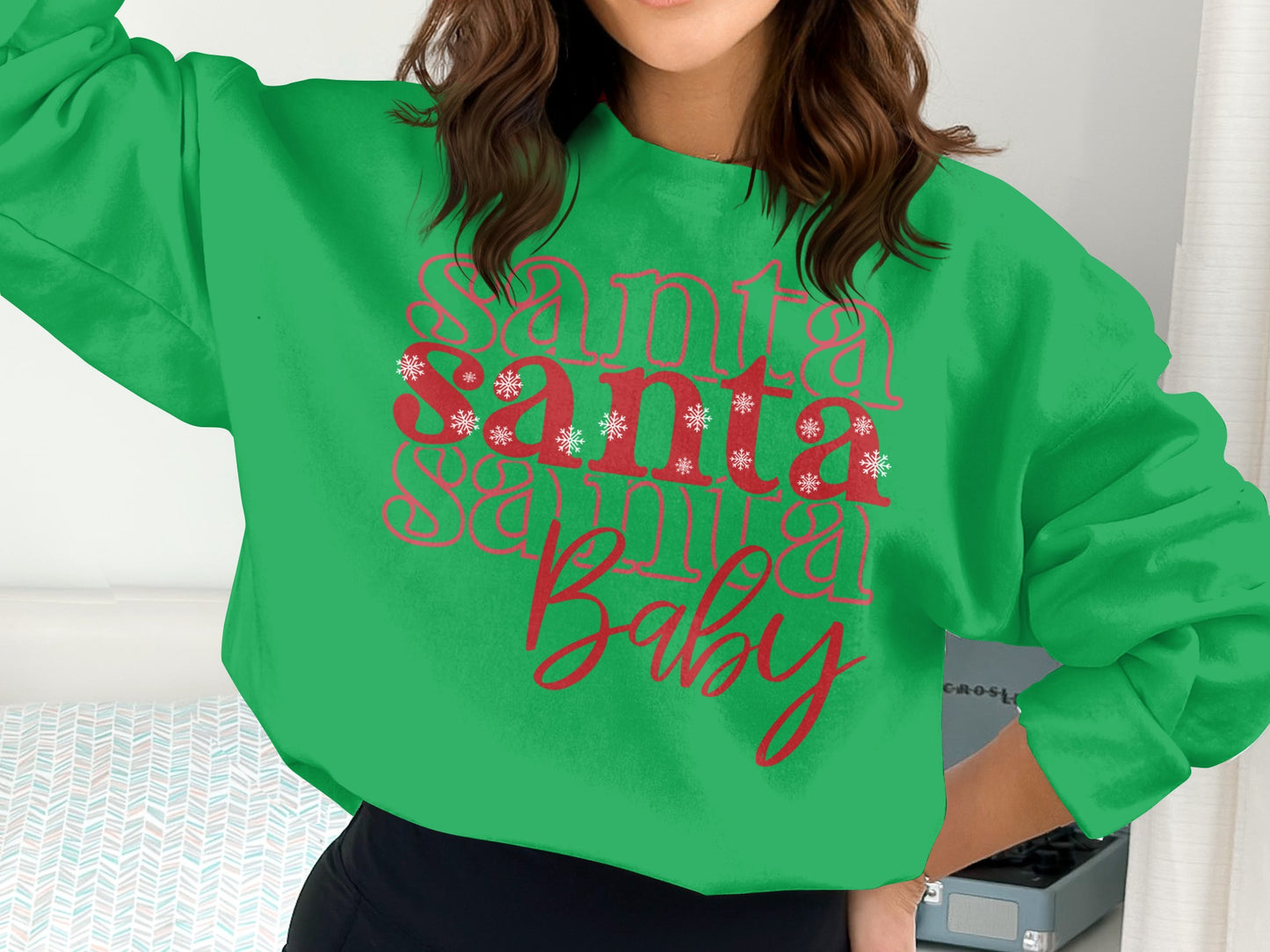 Santa Baby Letter Print Top Holiday Season Outfit