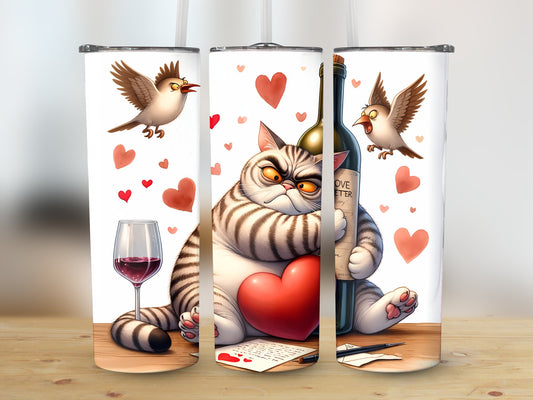 Cranky Cat Wine Lover (Valentine Tumbler)