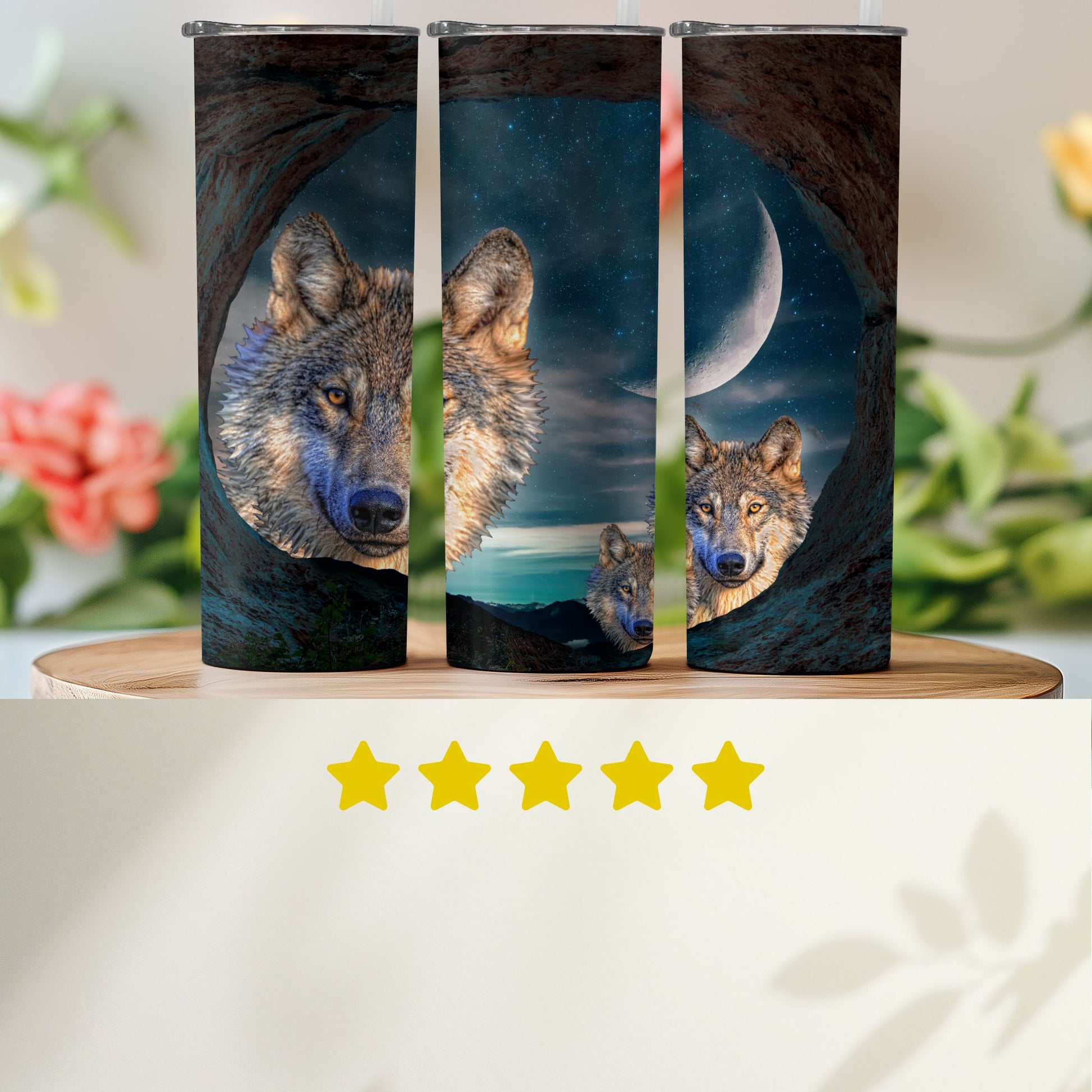 Moonlit Wolf Design Beverage Tumbler product type
