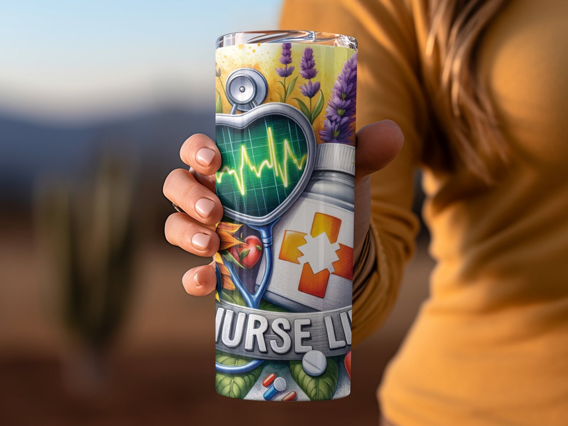 Nurse Themed Tumbler with Colorful Medical Design product
