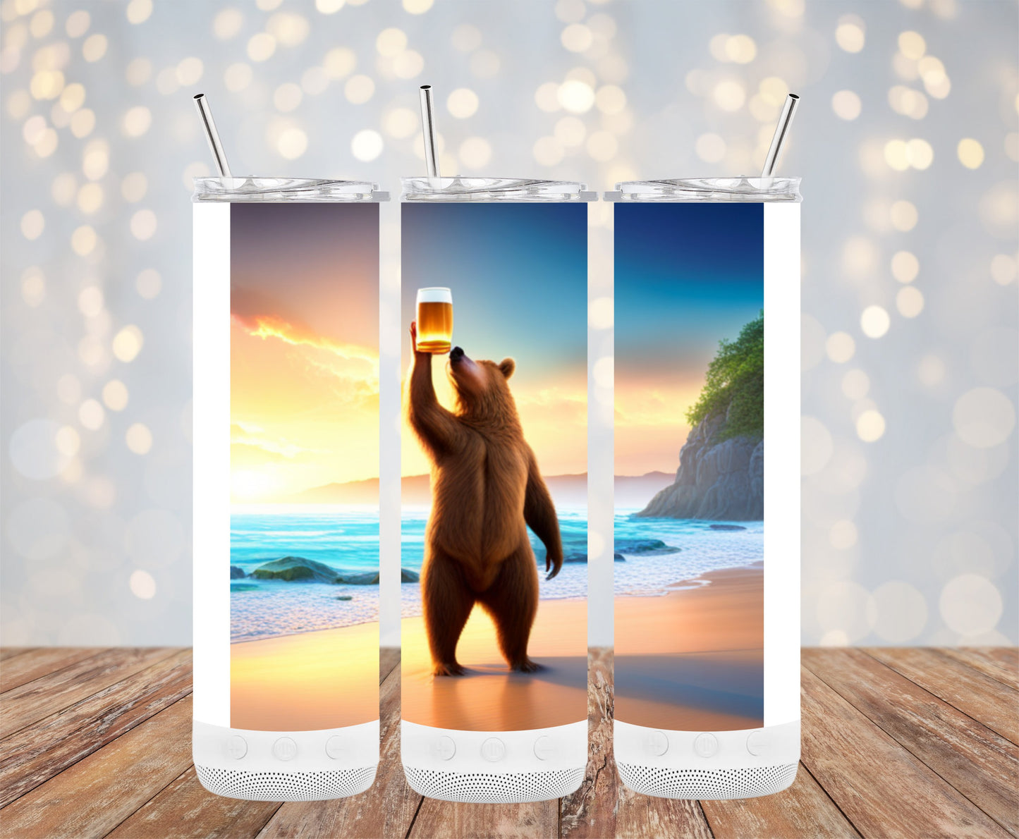 Bear Toasting on Beach Tumbler Travel Mug product
