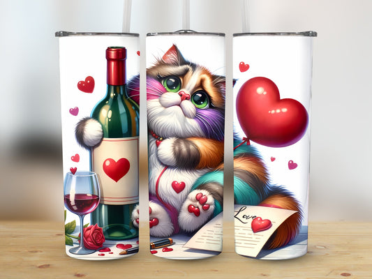 Cranky Cat Pastel Love (Valentine Tumbler)