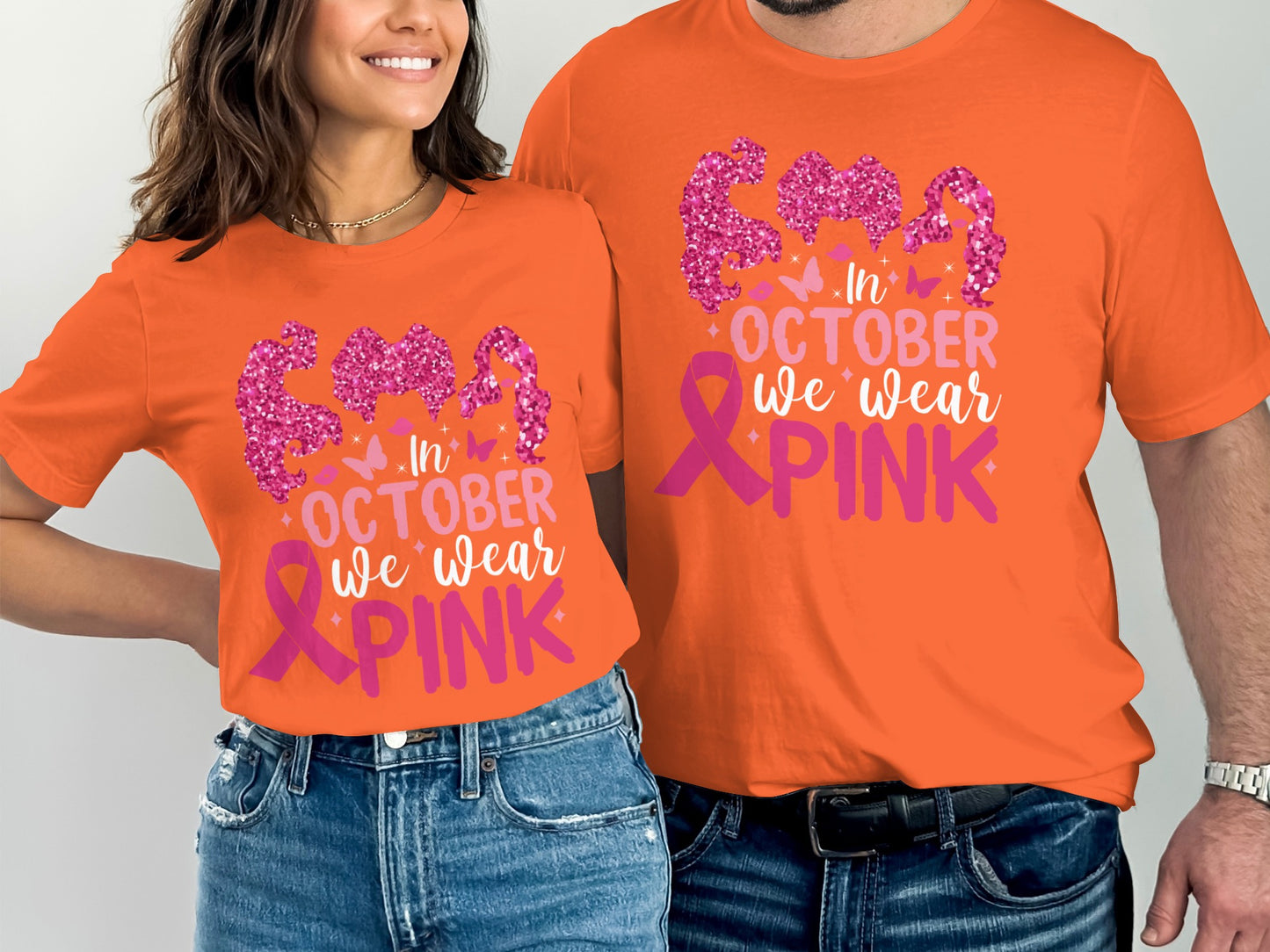 In October We Wear Pink Glitter Ribbon T-shirt product