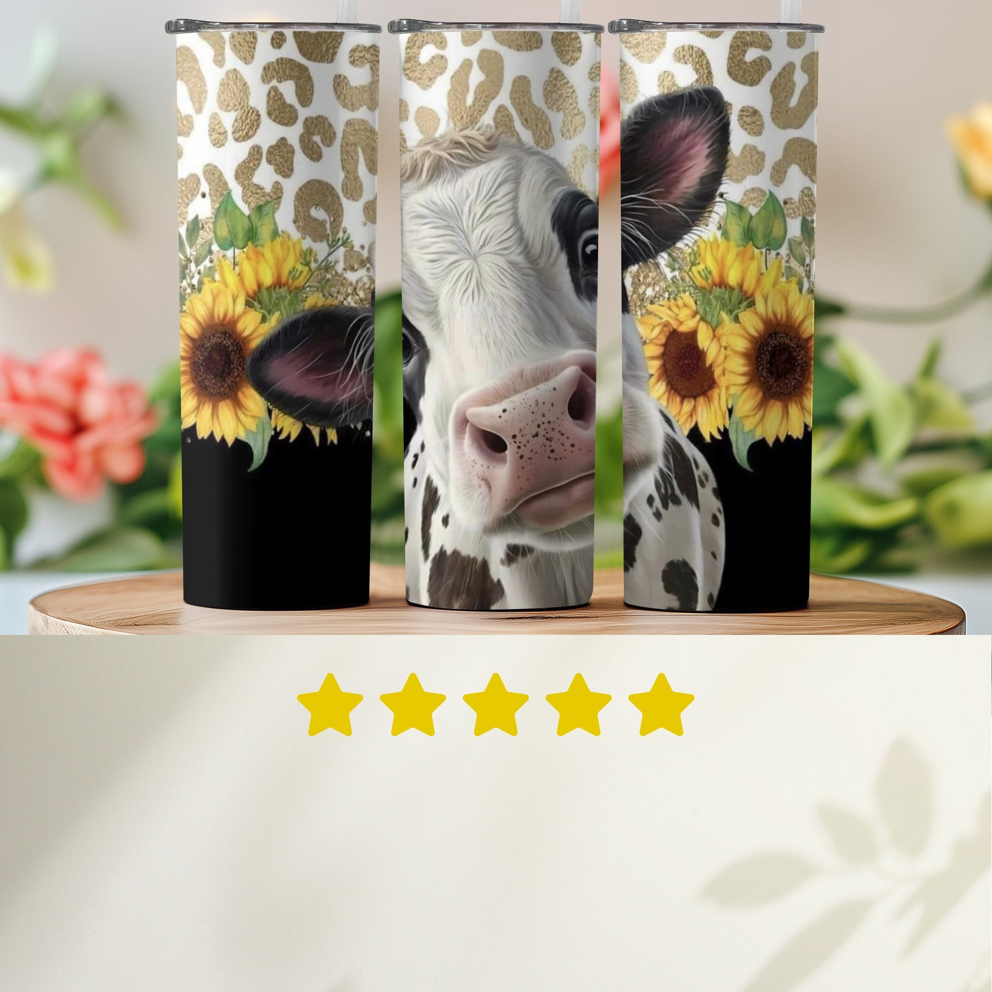 Adorable Cow and Sunflower Design Tumbler product type